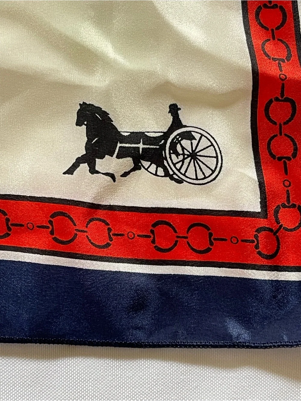 Vintage Sunkyung Sa Silk Scarf - Red, Navy & Cream Scarf